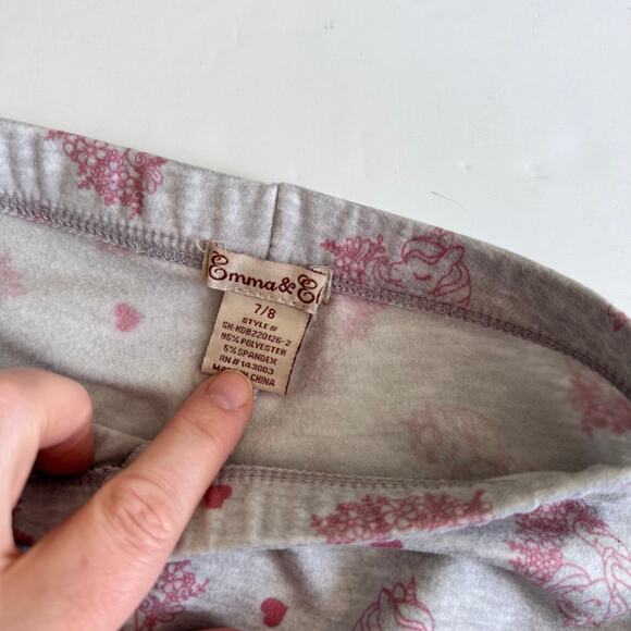 Emma & Chloe Girls' Gray Unicorn Fleece Lined Leggings - 7/8 - Picture 3 of 4